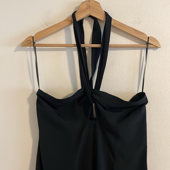 Abercrombie & Fitch Knot‎ Front Halter Midi Dress Women’s Size Medium Black - Picture 5 of 10